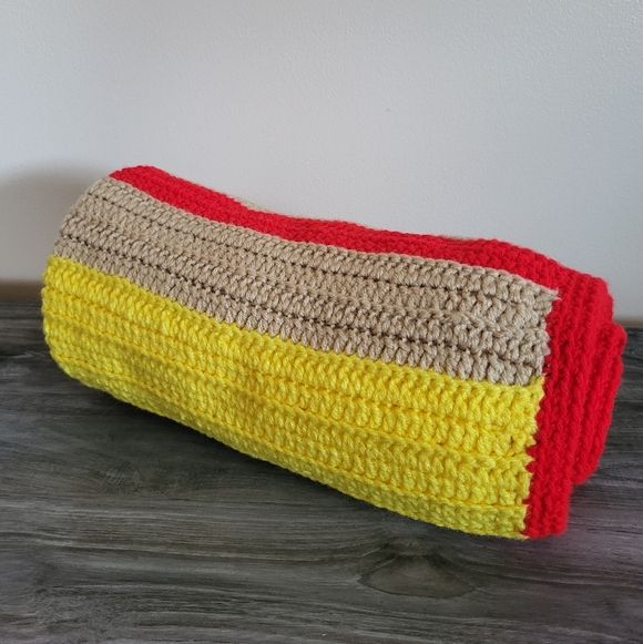 Vintage Hand Crocheted Colorful Striped Afghan/Baby Blanket, 1970s - Picture 8 of 10